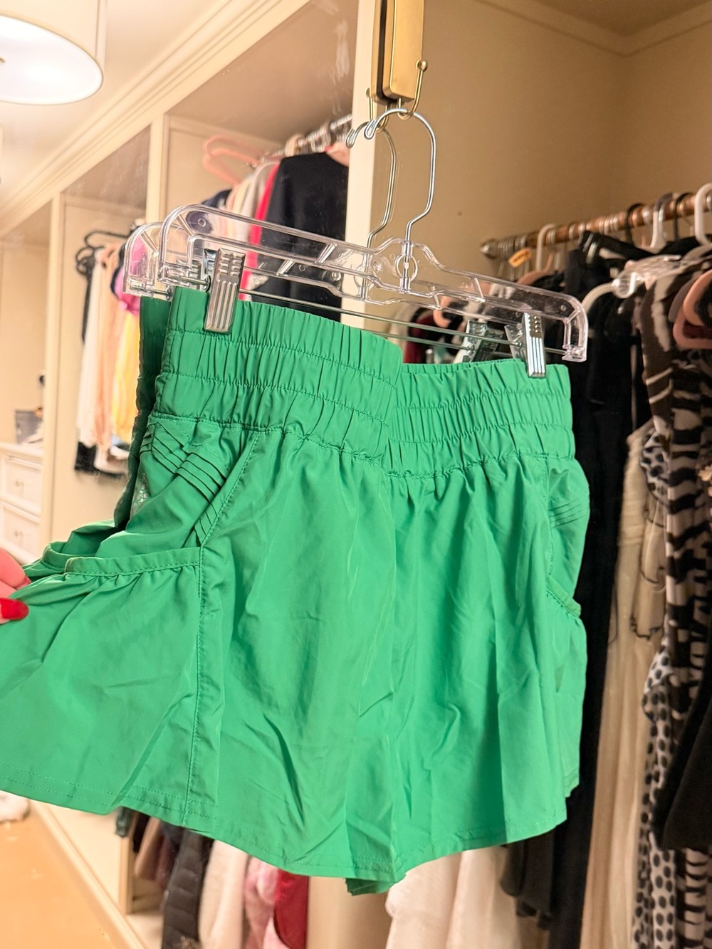 Free People Bright Green Elastic-Waist Athletic Shorts